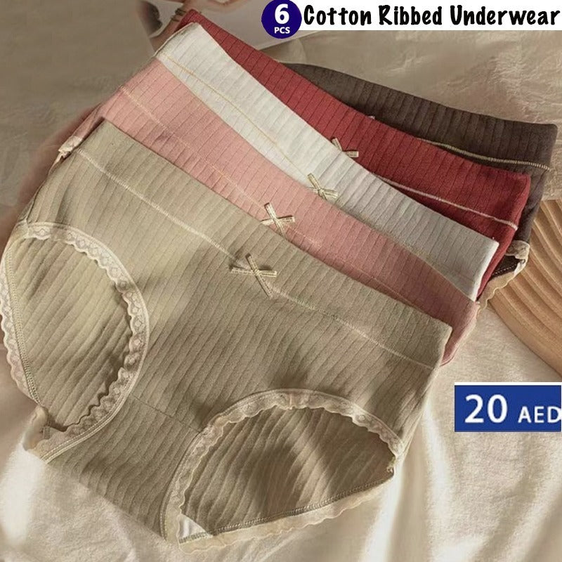 6 Pcs Cotton Ribbed Underwear