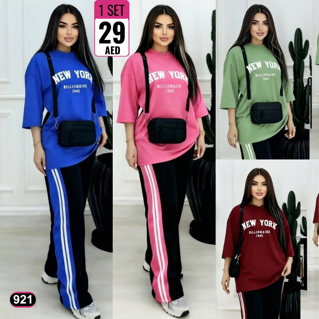 New York Graphic Lounge Set – 2 Piece Casual Outfit - TSD921