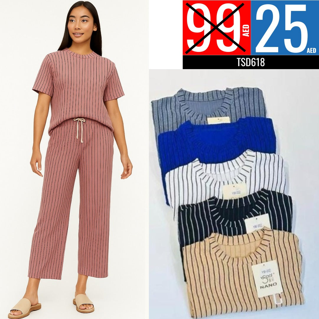 Women Stripe Long Set - WC006