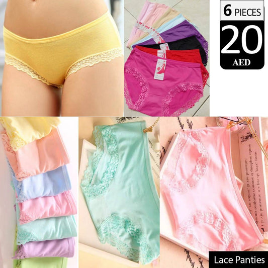 6 Pcs Lace-trimmed panties