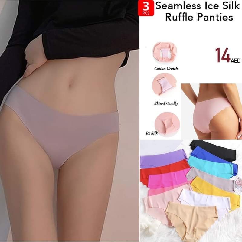 3 Pcs Seamless Ice-Silk Ruffle Panties