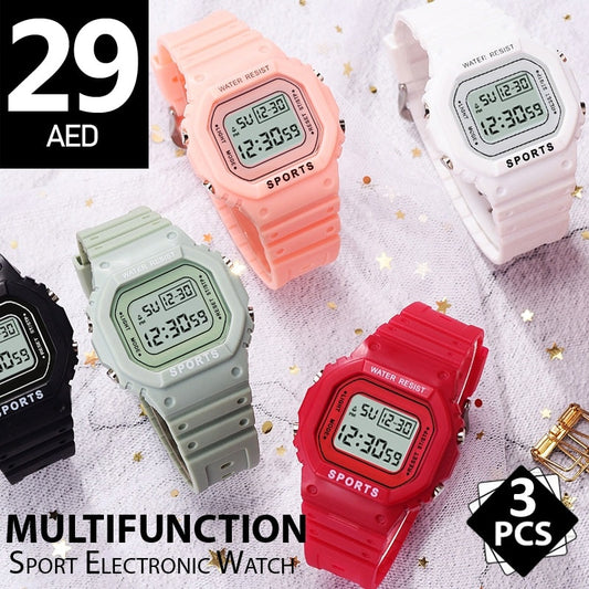 3-Pack Retro Digital Sport Watches