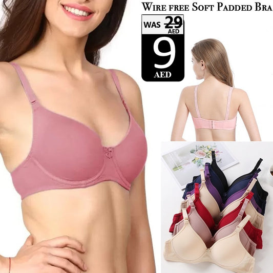 Wire Free Soft Padded Bra (Assorted Colour)