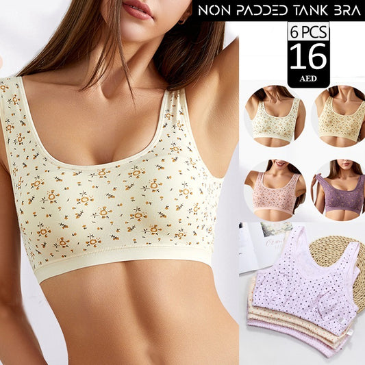 6-piece - Non-Padded Tank Bra set (Assorted Colour)