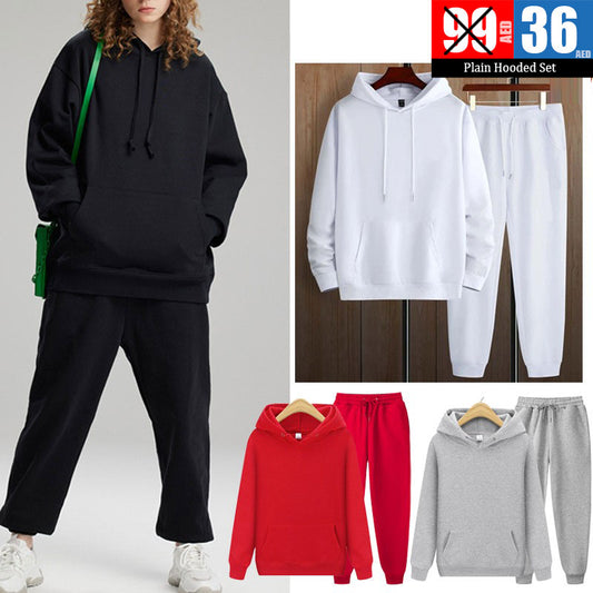 Unisex two-piece hoodie & amp jogger set - Plain Hooded set