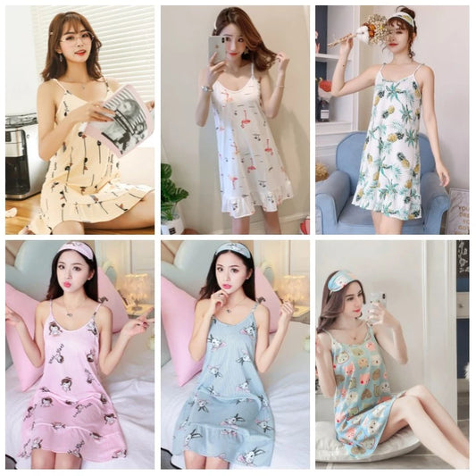 Women's Printed Sleeveless Nightdress - TSD153