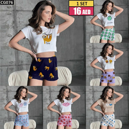 Cute Crop-Tee &amp; Shorts Set - CG076