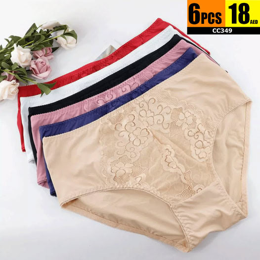 6 Pcs Lace-Detail Panties - CC349