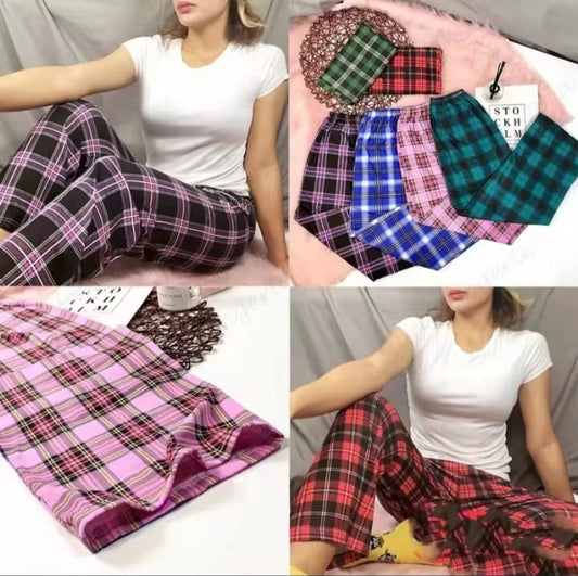 Women's Classic Plaid Pajama Lounge Pants (Assorted Colour ) -CG177