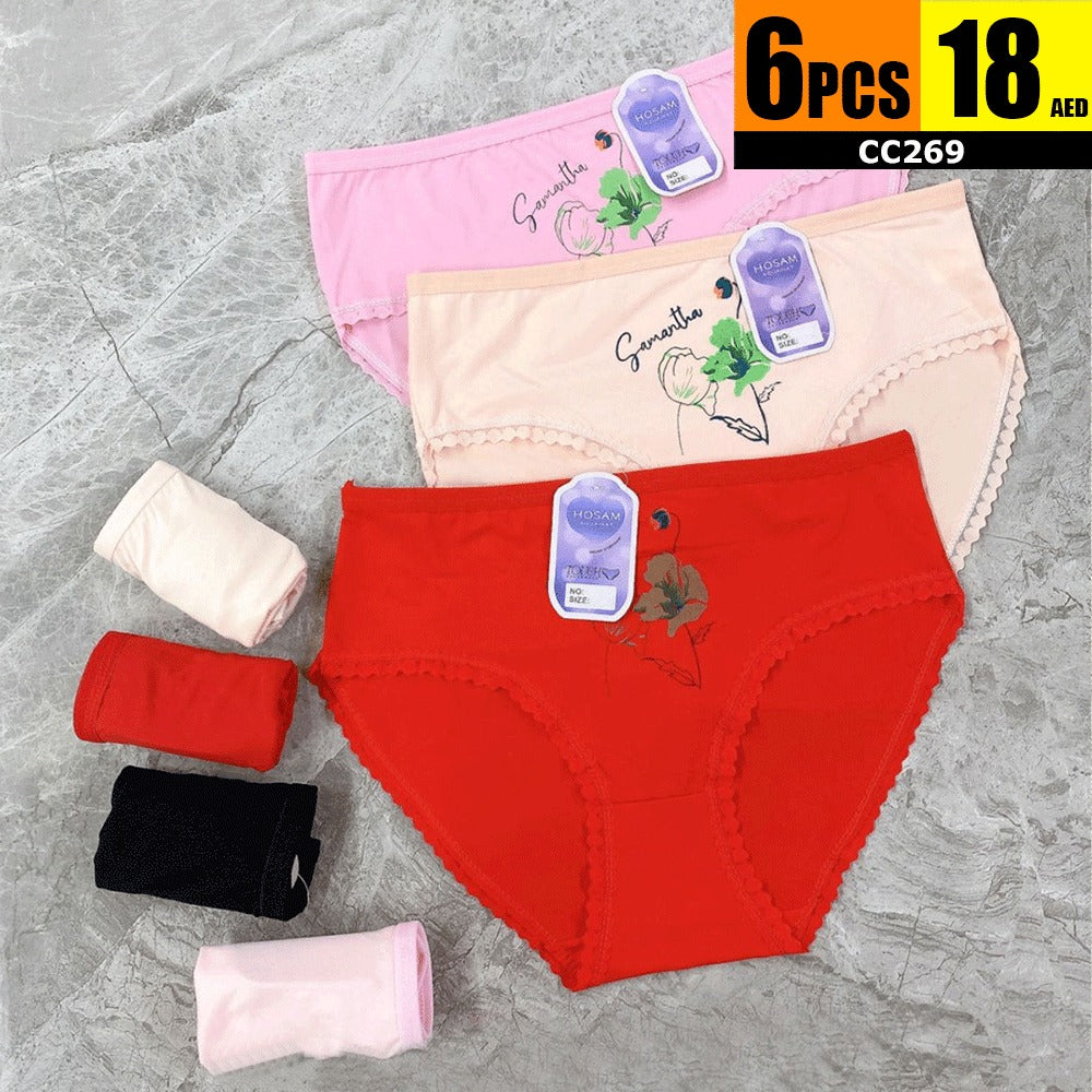 6 Pcs Floral Print Cotton Panties - CC269