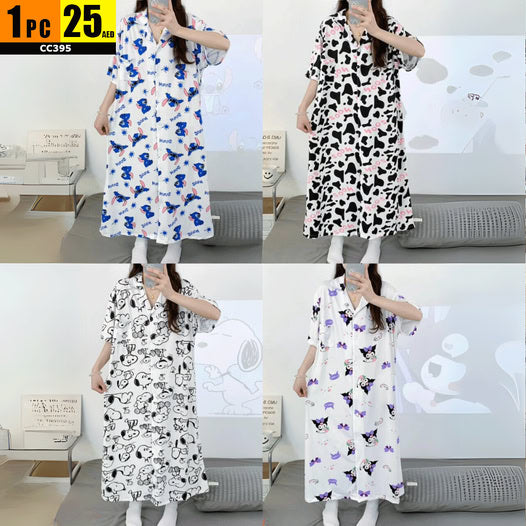 Printed Button-Down Sleep Shirt - CC395