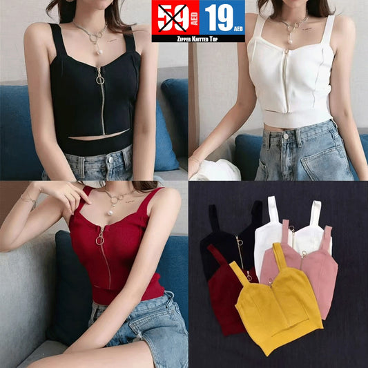 Women’s Zipper Knitted Top
