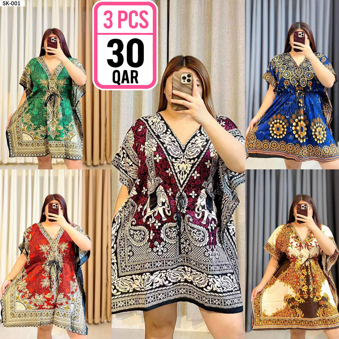3Pcs Pack Short Kaftan (Assorted Colour)