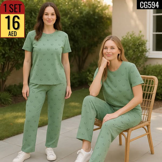 Women's Printed Lounge Set – 2-Piece Pajama Set - CG594