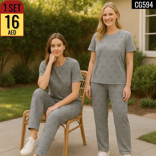 Women's Printed Lounge Set – 2-Piece Pajama Set - CG594