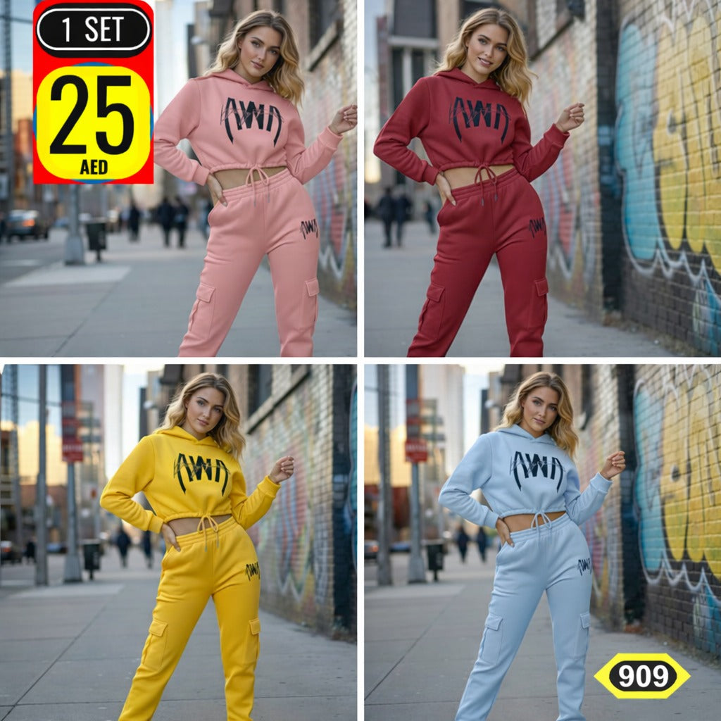 Women’s AWD Cropped Hoodie & Cargo Jogger Set - CC909