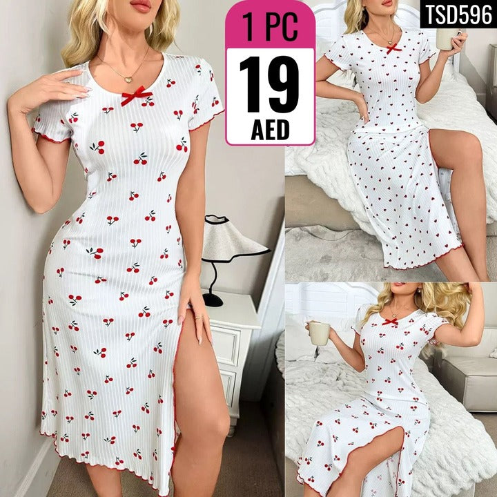 Cherry Print Night Dress - TSD596