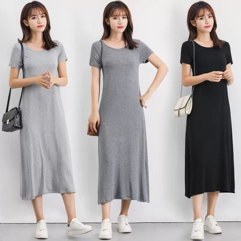 Short Sleeves grey dress coco - WC011