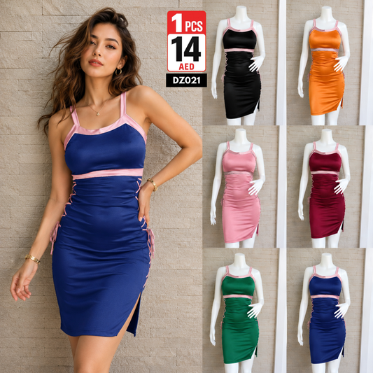 Women’s Satin Bodycon Mini Dress | Sleeveless Ruched Party Dress for Women - DZ021
