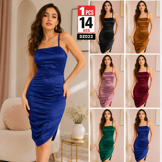 Women’s Satin Bodycon Midi Dress | Elegant Sleeveless Party Dress for Women - DZ022