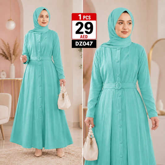 Women’s Elegant Button Front Maxi Dress | Premium Casual Modest Long Dress for Women - DZ047