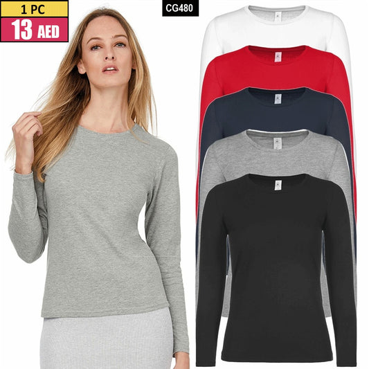 Women's Basic Long-Sleeve Crewneck T-Shirt - CG480