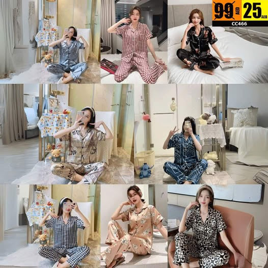 Women's Silky Short-Sleeve Pajama Set (Assorted Prints) TSD466