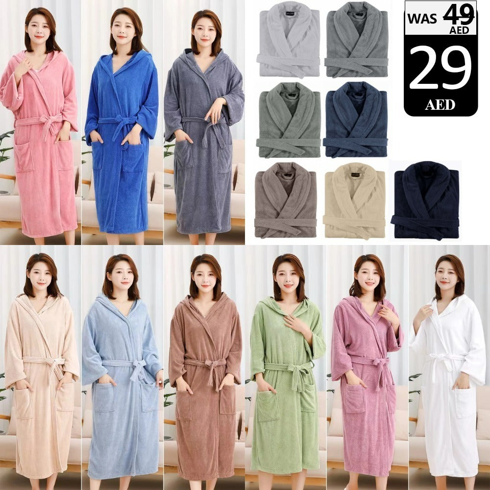 Plush Hooded Long Bathrobe