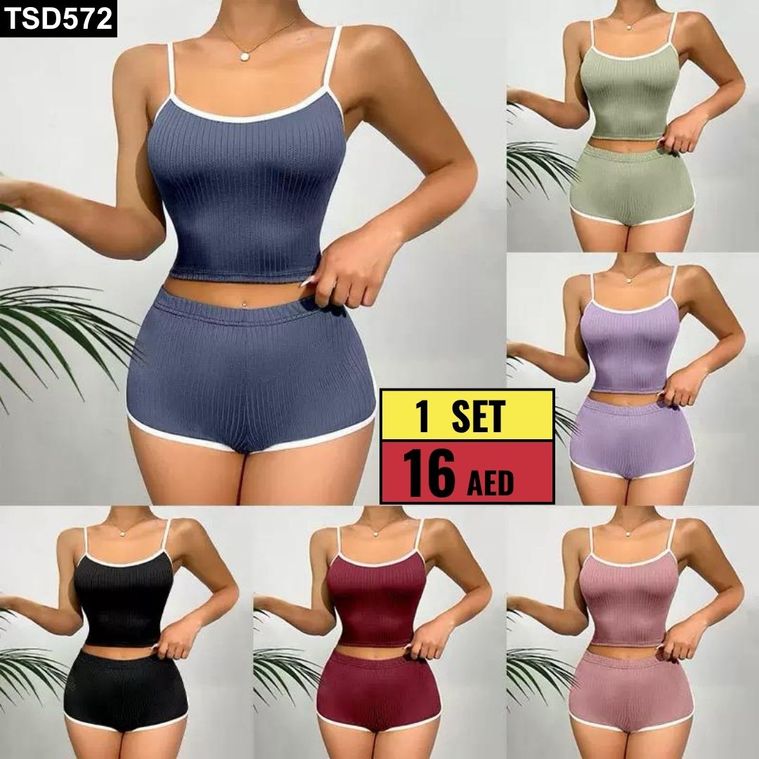 Ribbed Cami Top and Shorts Set- CC572