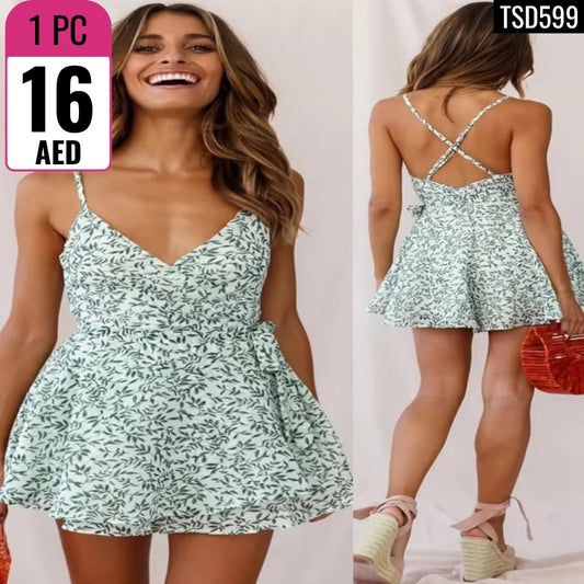 Floral-print strappy romper - TSD599