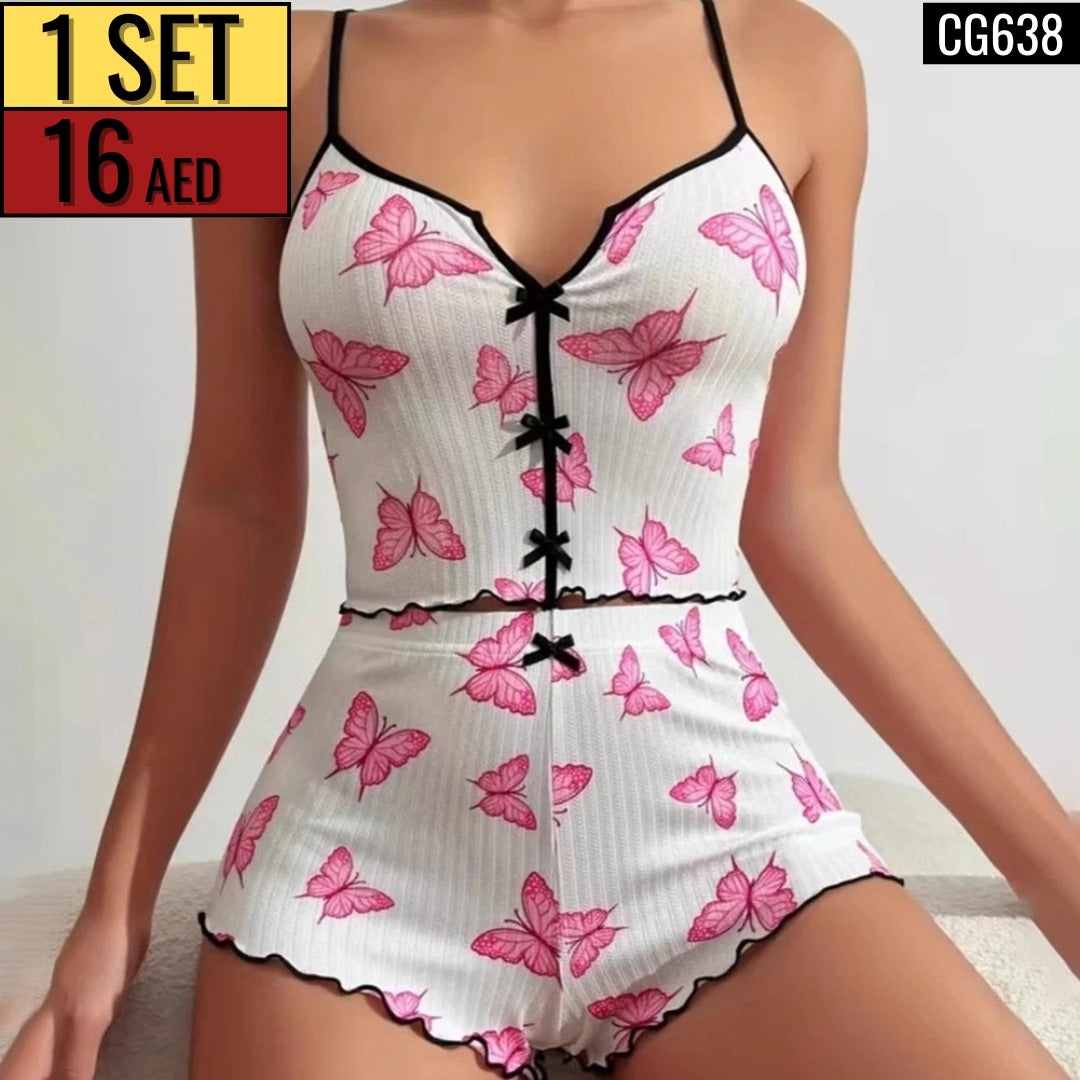 Women's Butterfly Print Lounge Set - CG638