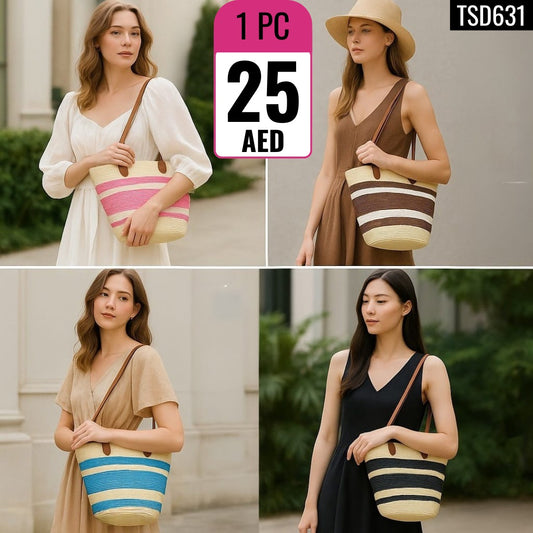 Women’s Striped Woven Tote Bag –TSD631