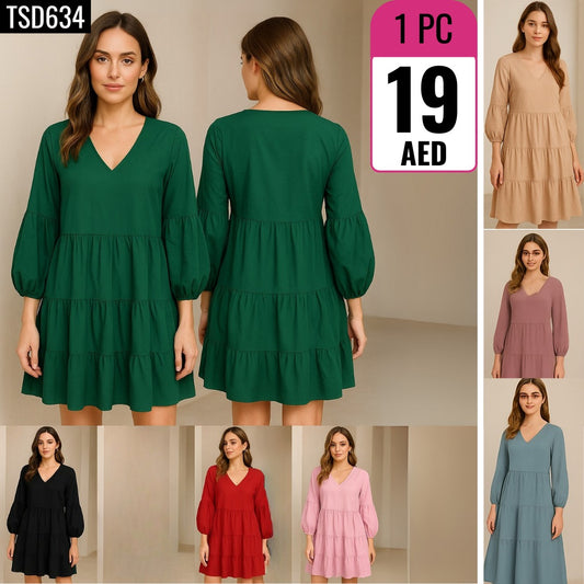 Women’s Tiered V-Neck Dress - TSD634