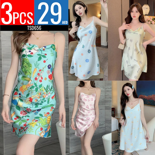 3-Piece Silky Slip Dress Set - TSD656