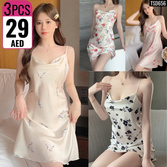 3-Piece Silky Slip Dress Set - TSD656