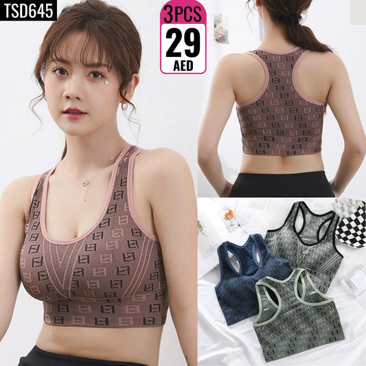3-Piece Patterned Sports Bras - TSD645