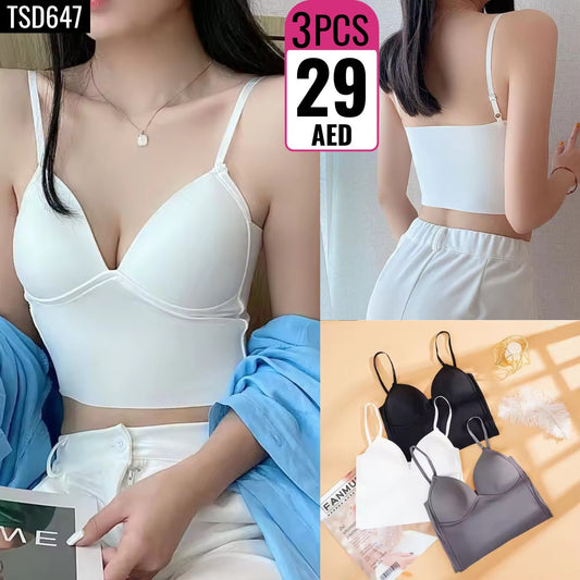 3-Piece Deep V-Neck Seamless Crop Tops - TSD647