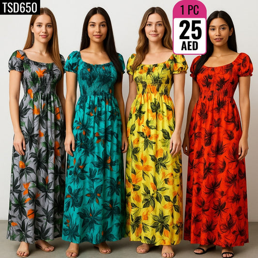 Tropical Floral Maxi Dress - TSD650