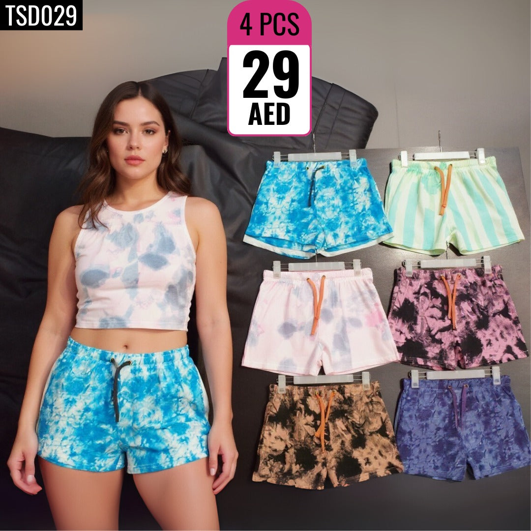 4-Piece Tie-Dye Lounge Shorts Set -TSD029