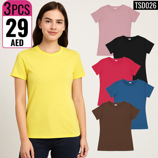 3-Piece Basic Crewneck T-Shirts - TSD026
