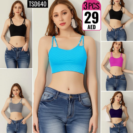 3-Piece Spaghetti-Strap Bralettes - TSD640