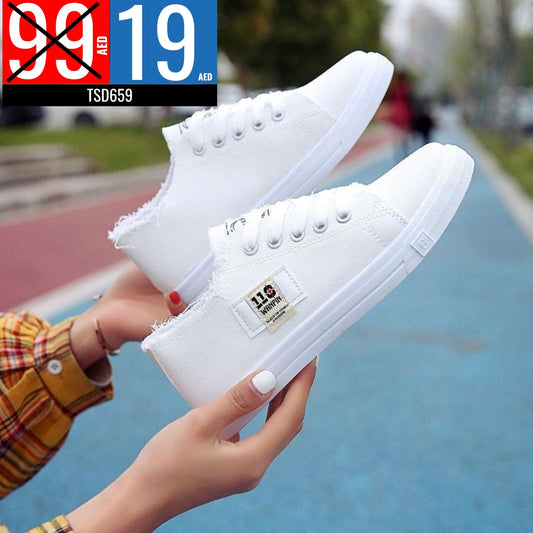 Distressed Denim Canvas Sneakers - TSD659