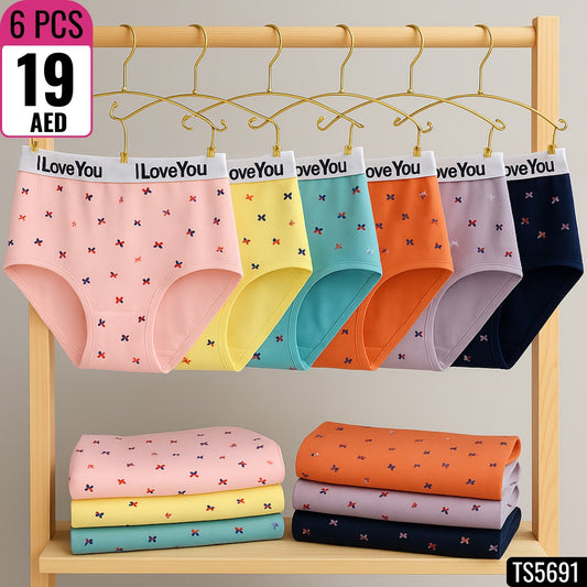 Women's Printed Cotton Panties – 6 PCS Set - TSD691