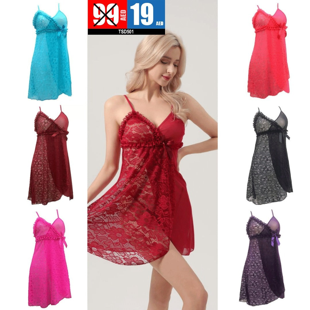 Lace Babydoll Nightdress – Elegant & Flirty Sleepwear -  TSD501