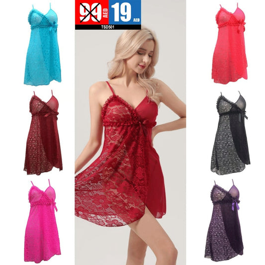 Lace Babydoll Nightdress – Elegant & Flirty Sleepwear -  TSD501