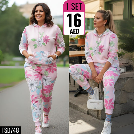 Plain Sweatshirt & Jogger Set - TSD748
