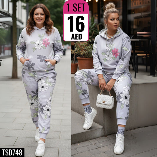 Plain Sweatshirt & Jogger Set - TSD748