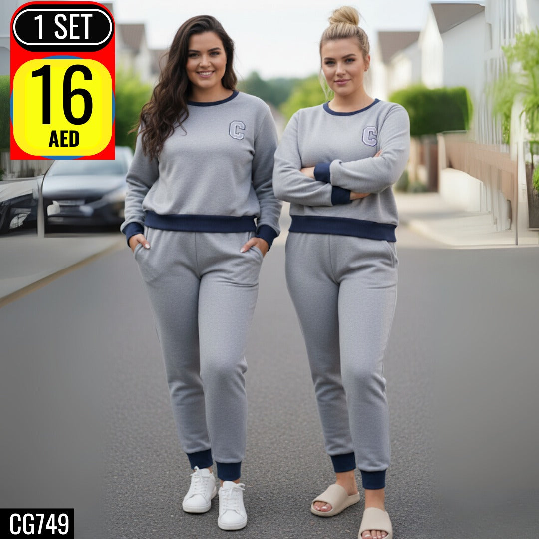 Plain Sweatshirt & Jogger Set - TSD749
