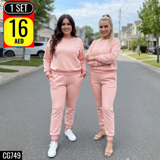 Plain Sweatshirt & Jogger Set - TSD749