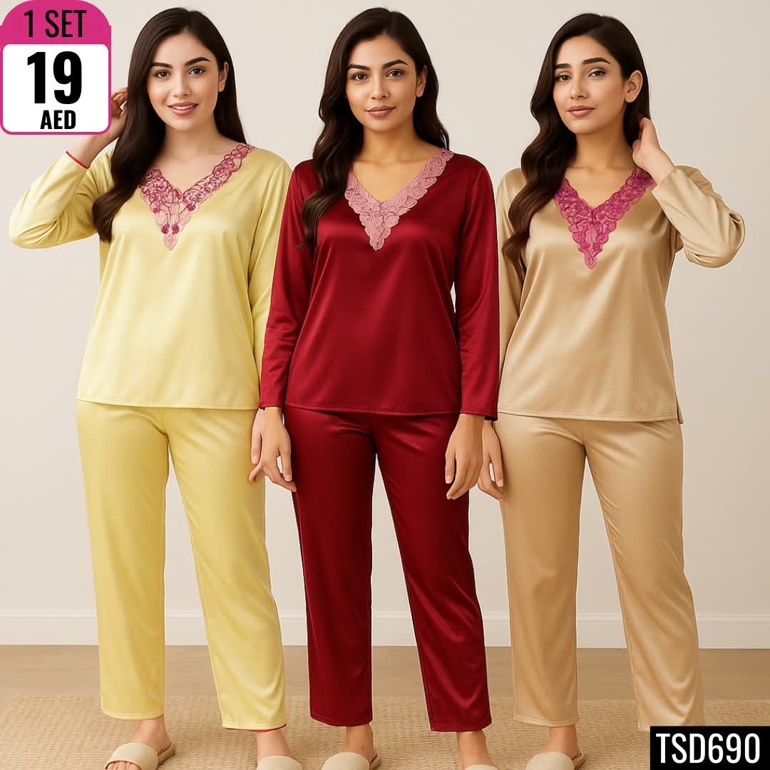 Elegant 2-piece satin nightwear set - TSD690